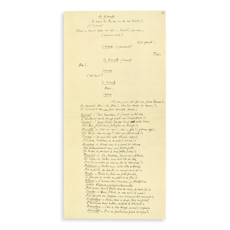 manuscrit Cyrano Tirade du nez